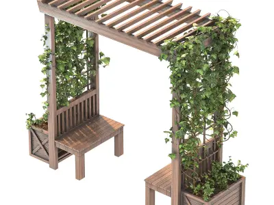 Wooden Garden Arbor 06 3D model