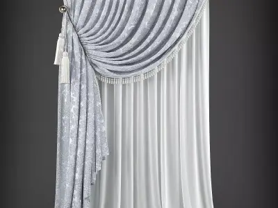 Curtain with tassels Low-poly 3D model 2