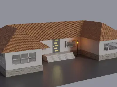 House with roof Low-poly 3D model