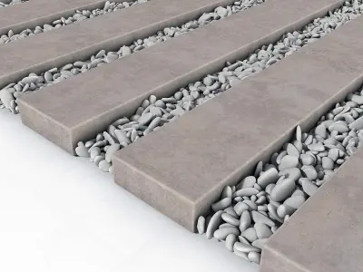 Paving long line plate pebble n1 3D model