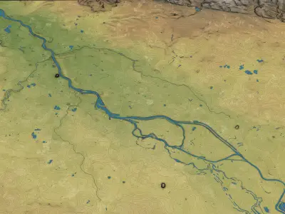 Wroclaw - Topography Terrain Low-poly 3D model
