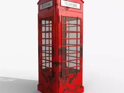 Telephone Booth Low-poly 3D model shop