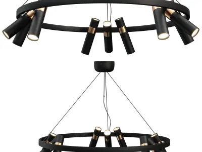 Black Mutil Pipe Chandelier 9 Lamps 3D model