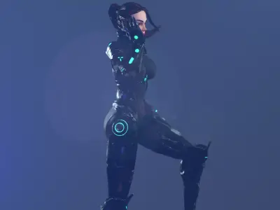 Vicky Female Sci-fi Character Free Rig Low-poly 3D model