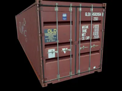 Red Shipping Container Low-poly 3D model