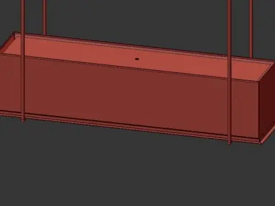 tippett rectangular light fixture with frame and glass 3D model