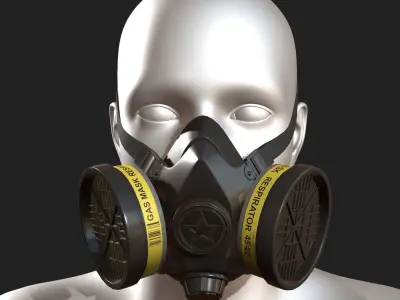 Gas mask protection futuristic plastic Black  Low-poly 3D model