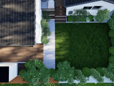 3D Exterior Scene 3D model design garden and landscape 3D  3D model get