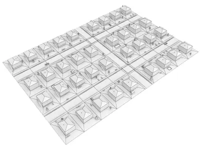 suburb block Low-poly 3D model