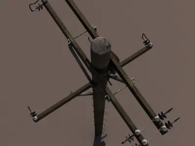 Telephone Pole Low Poly 3d Model Low-poly 3D model