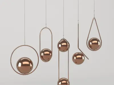 Five Hanging Lights 01 Free 3D model
