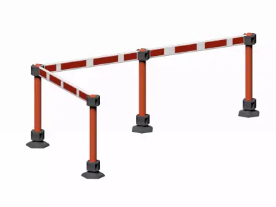 Red strip crowd barrier  Low-poly 3D model