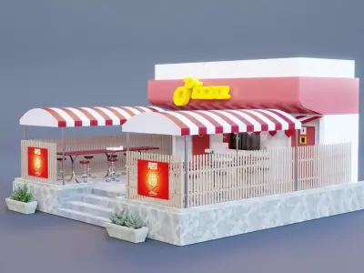 CARTOON PIZZA SHOP 3D model