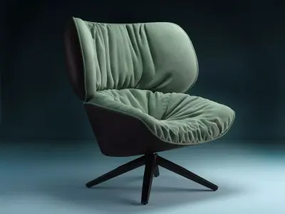 Tabano lounge chair with legs 3D model