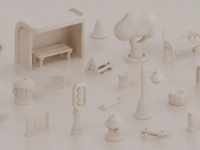 City Assets  Low-poly 3D model