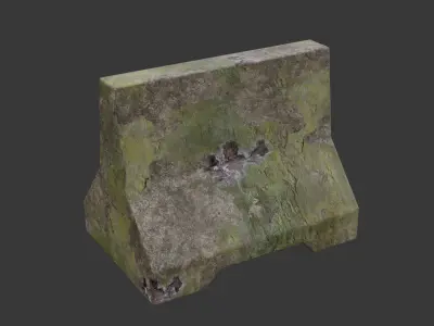 damaged concrete traffic barrier 3D model