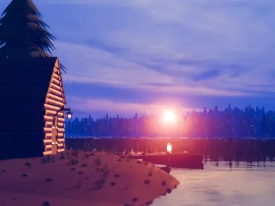 Stylized Low Poly Forest River 3D model