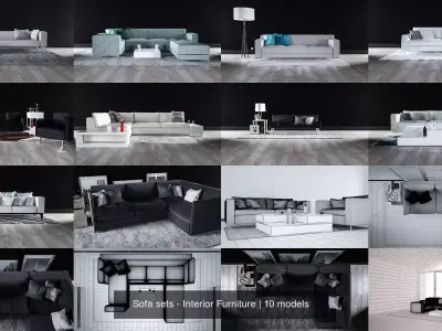 Sofa sets - Interior Furniture 3D Model Pack