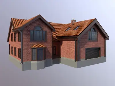 Modern Suburban House 4 Low-poly 3D model