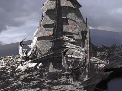 Dark Egypt Pyramid SetTowers 2 3D model