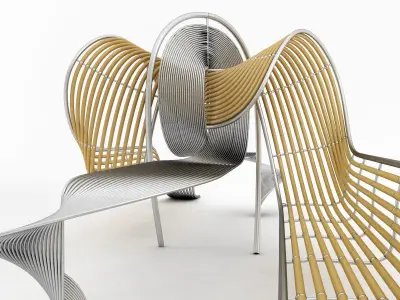 bench and table 3D model