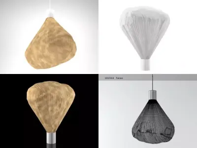 Vapeur three hanging lamps with shade 3D model
