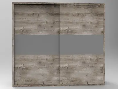 wardrobe-sliding-doors wooden wardrobe with shelves and drawers Low-poly 3D model