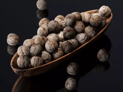 Walnut v2 in a wooden nut bowl Low-poly 3D model