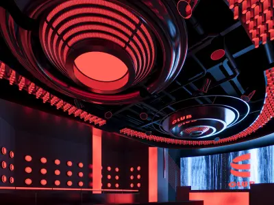 Dark Style Bar Club Interior Scene 3D model