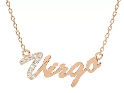 Virgo Zodiac Pendant Necklace 3dm stl render detail 3D print model