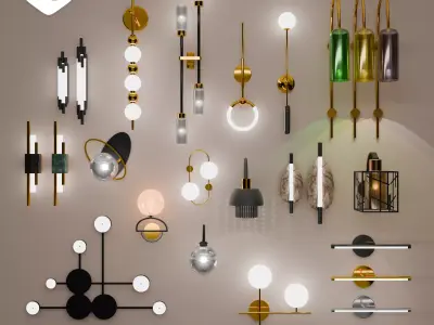 Wall Lamp Light Collection Low-poly 3D model