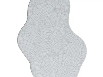 Demelza Neutral Cream Irregular Shape Washable Rug 3D model