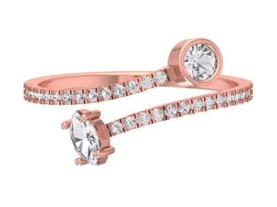 Solitaire Women Light Weight Marquise Round Stone Band Ring 3D print model purchase