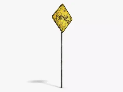 Damaged Tunnel Sign Low-poly 3D model