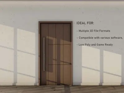 Japanese-Inspired modular Wooden Door 13 Low-poly 3D model