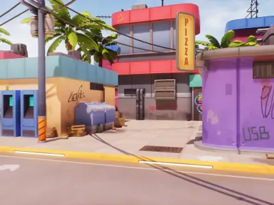 Stylized Cyberpunk 3D Animated Character and City Props Pack Low-poly 3D model