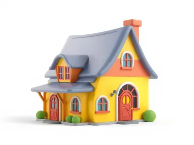 Cartoon House D Model Pack for Game and Animation Low-poly 3D model