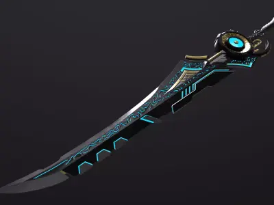 Sci-Fi Sword - UNTEXTURED Game Asset for VR AR Games Renders Low-poly 3D model