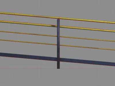 Ramp PBR metal railing with bars Low-poly 3D model