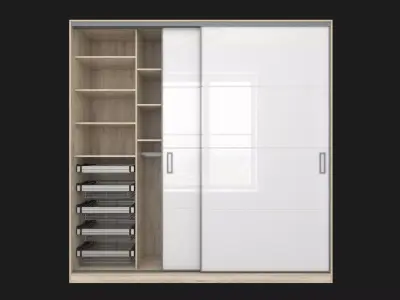 Sliding wardrobe in a narrow Modus MS163 profile 3D model