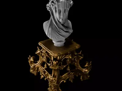Classical Display Set - Veiled Bust and Decorative Pedestal Pack 3D model