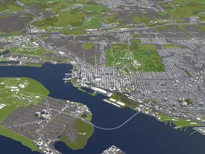 San Diego 50x50km 3D City Map 3D model