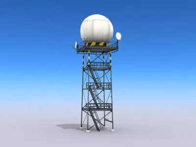 Weather Radar Tower Low-poly 3D model purchase