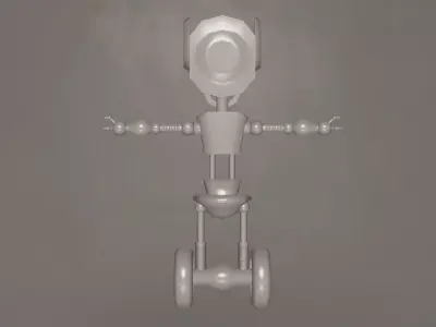 Low Poly Wheel Robot- Rigged Low-poly 3D model