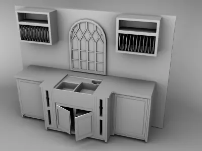 Kitchen 02 Low-poly 3D model