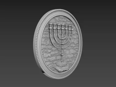 Menorah Bas-Relief 3D model