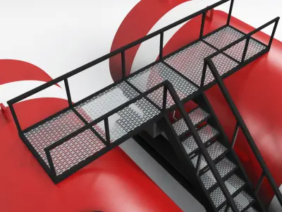 Oil tank industrial double Low-poly 3D model