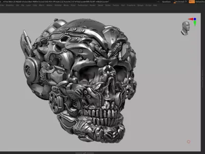skull robot head a01 3d print model 3D print model