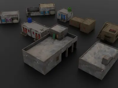 Village Houses Collection Low-poly 3D model