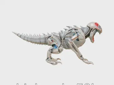Mechanical Dinosaur Beast with Bleeding Wounds Low-poly 3D model